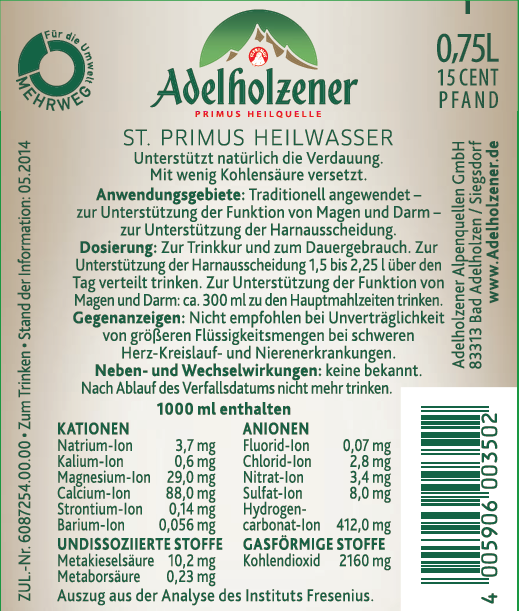 Adelh. Heilwasser 12 x 0,75 Individual Glas
