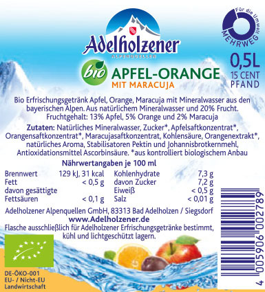 Adelh. BIO Apfel-Orange-Maracuja  12 x 0,5  PET