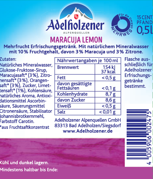 Adelh. Maracuja-Lemon   12 x 0,5  PET