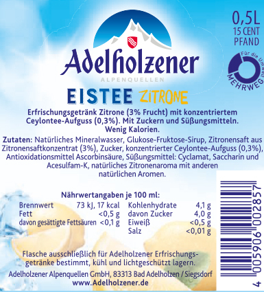 Adelh. Eistee Zitrone   12 x 0,5  PET