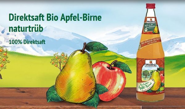 Wolfra BIO Apfel-Birne naturtrüb  6 x 1,0 Liter