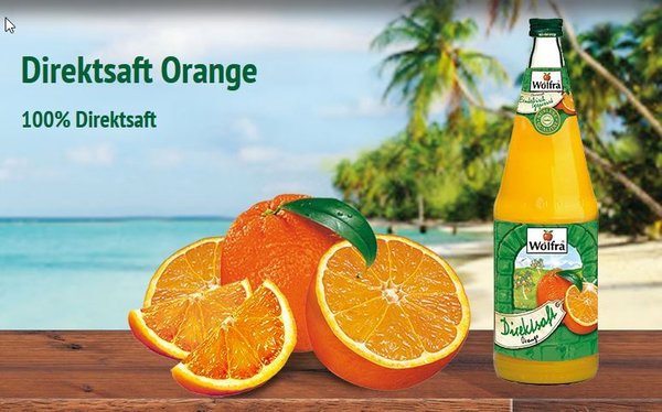 Wolfra Orange 100% Direktsaft   6 x 1,0 Liter