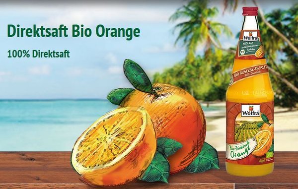 Wolfra BIO Orange 100% Direktsaft    6 x 1,0 Liter